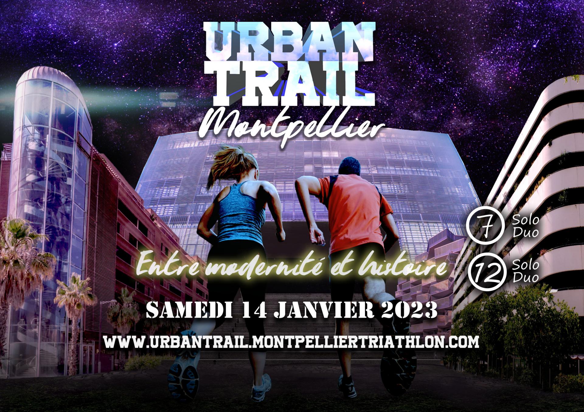 Affiche urban trail montpellier 14janv2023