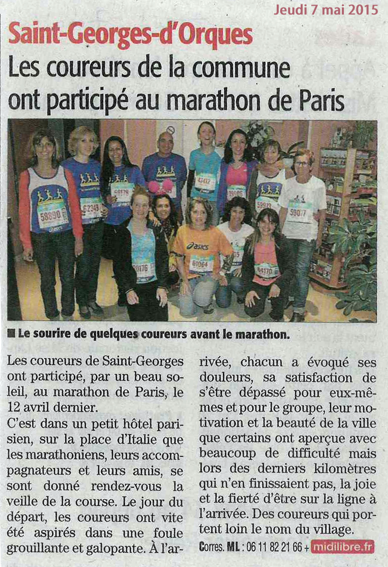 Article marathon paris 2015